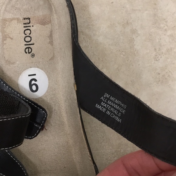 Nicole Brown Vegan Leather Flat Comfort Slip On Sandals w/ adjustable Strap - Picture 4 of 7